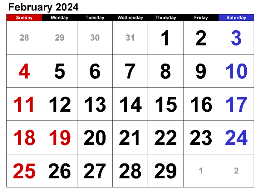 Calendar February 2024 Pedia Elana Harmony